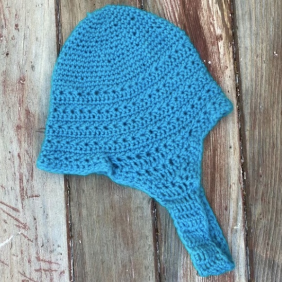 Vintage handmade knit hat/ear warmer hat with ties, Lot of 2 - Picture 12 of 15